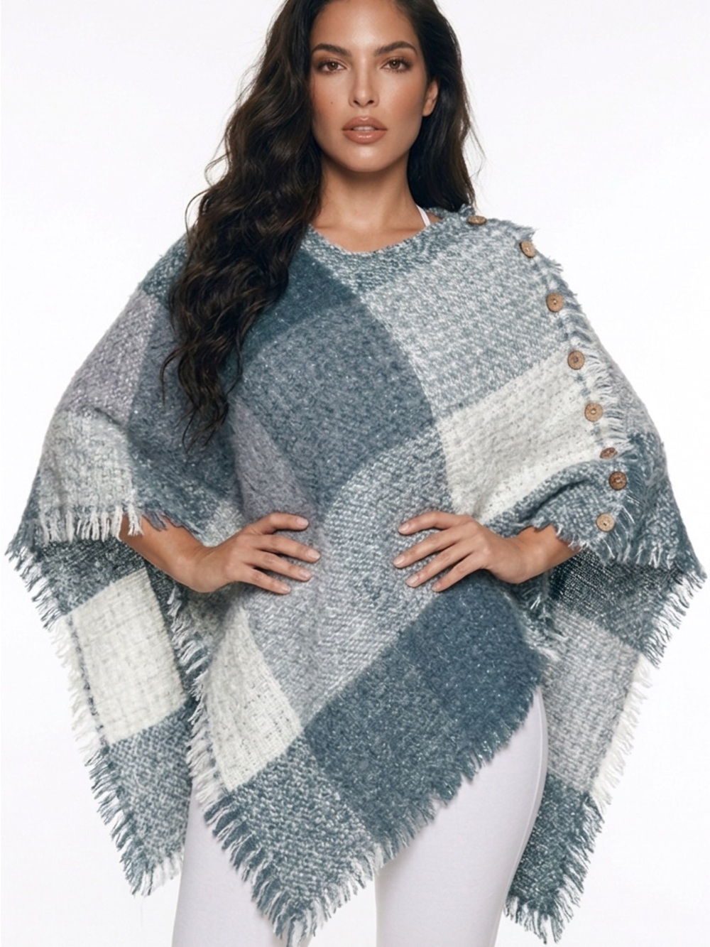 NWOT |•SIMPLY NOELLE•| Soft Knit Poncho With Buttons One Size